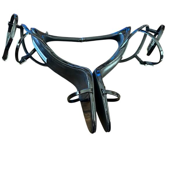 Steve Madden Theresa Black Patent Elegant Glam Ankle Strap Stiletto Heels NEW 9 - Picture 7 of 10